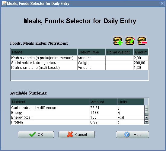 Adding Food from Database