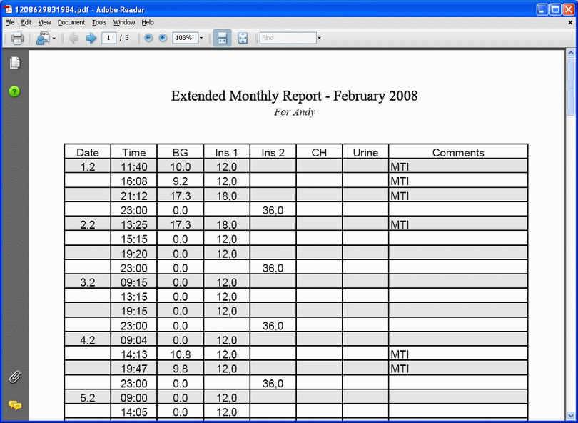 Printing - Extended report (in Acrobat Viewer)