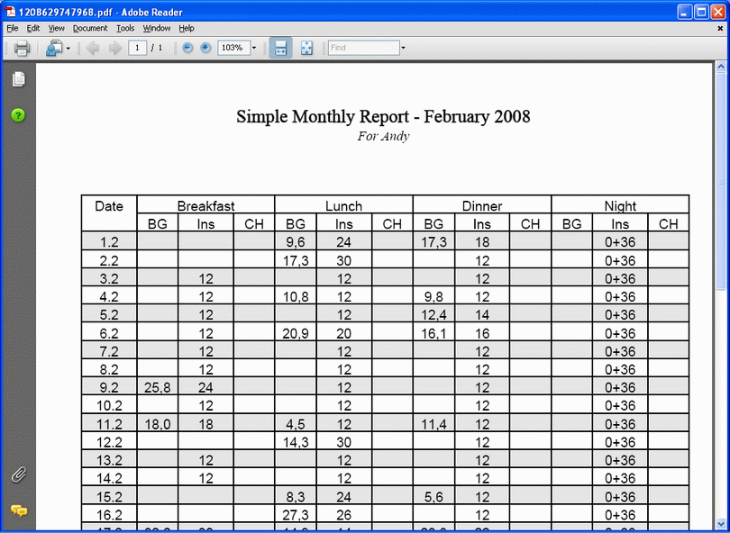 Printing - Simple report (in Acrobat Viewer)